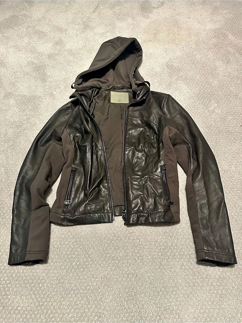 Athleta Hooded Leather Jacket